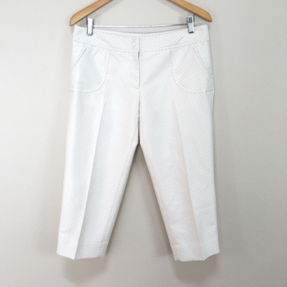 Anthropologie Cartonnier White Basket Weave Capri Cropped Pants Women Sz 10 NWOT
